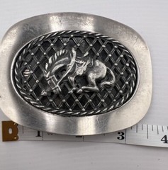 Reining Western Belt Buckle Rodeo Silver And Black