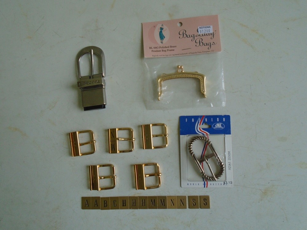 Lot of Belt 7 Buckles plus Pendant Bag Frame