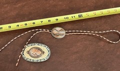 Vintage Southwestern Agate Stone Bolo Tie & Belt Buckle Set Gold Tone ZB-003