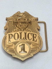 NIB Harley-Davidson 1988 Jostens Police Badge Gold Belt Buckle # 98460-88VG