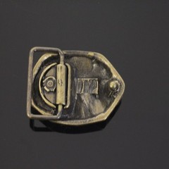 Geometric Pyramid Engraved Belt Buckle in Antique Bronze, Vintage Interchangeable Buckle