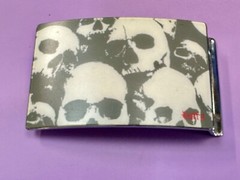 Multiple Skulls Silver Tone Picture unique Belt Buckle – Blood Red Batra