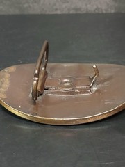 Vintage BERT Leather Inlay Brass Tone Belt Buckle Made USA