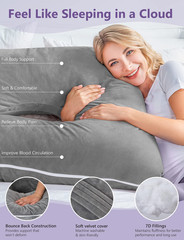 Pregnancy Pillow, U Shaped Pregnancy Body Pillow with Zipper Removable Cover (Gr