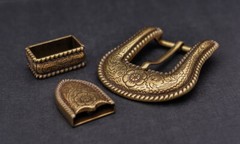 Retro Brass Flower Engraved Western Cowboy Belt Buckle Set Fit 25mm Strap