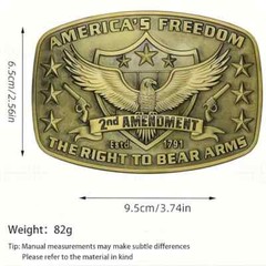 America Second Amendment Belt Buckle 2A, 2Nd, Freedom, Guns Antique Gold Tone