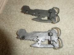Lot of 2 Vintage 1970s Brass Old Fashion Car Belt Buckles 3 3/4&Prime; Wide