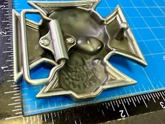 Skull Head Celtic Iron Cross Cutout Gothic Punk Biker 3D Dimensional Belt Buckle