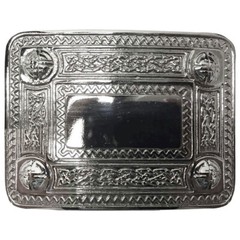TC Scottish Kilt Belt Buckle 4 Dome Mirror Design Antique/Chrome & Black Finish