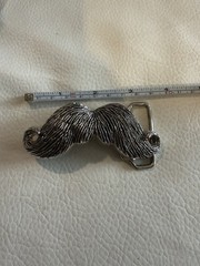 Buckle Rage Handlebar Mustache Novelty Belt Buckle Silver Tone Hipster Kitsched