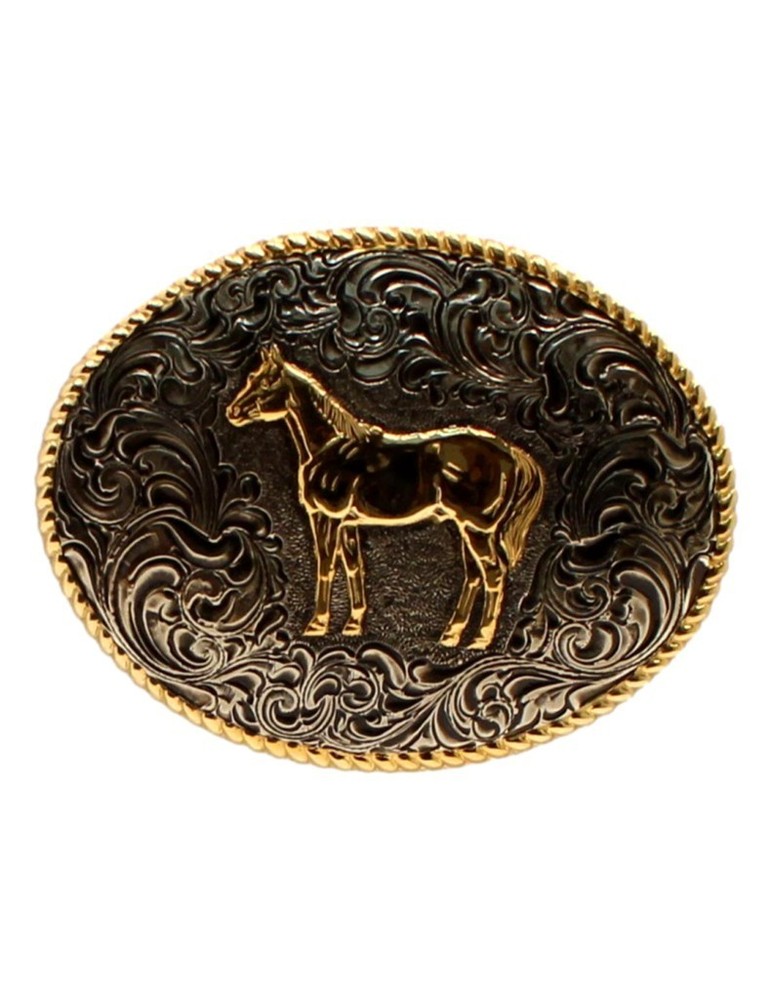 Crumrine Western Belt Buckle Standing Horse Silver Bronze C02112