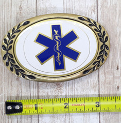 EMT Emergency Medical Technician Brass & Enamel Belt Buckle Aminco 1980