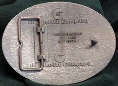 2002 Houston Livestock Show Rodeo Exhibitor Belt Buckle Halliburton Astrodome