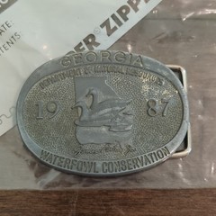 Men&rsquo;s Silver Georgia Waterfowl Conservation 1987 Limited Edition Buckle