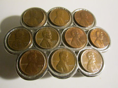CLUSTER OF U.S. COINS BELT BUCKLE 10 PENNIES – GW-26