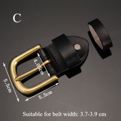 1x Replacement Brass Belt Buckle Single Prong with Strap Classic Black Retro New