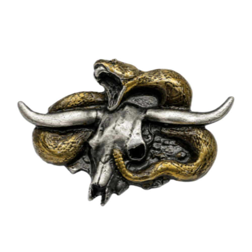 Longhorns Bull Skull Rattlesnake Snake Western Cowboy Belt Buckles