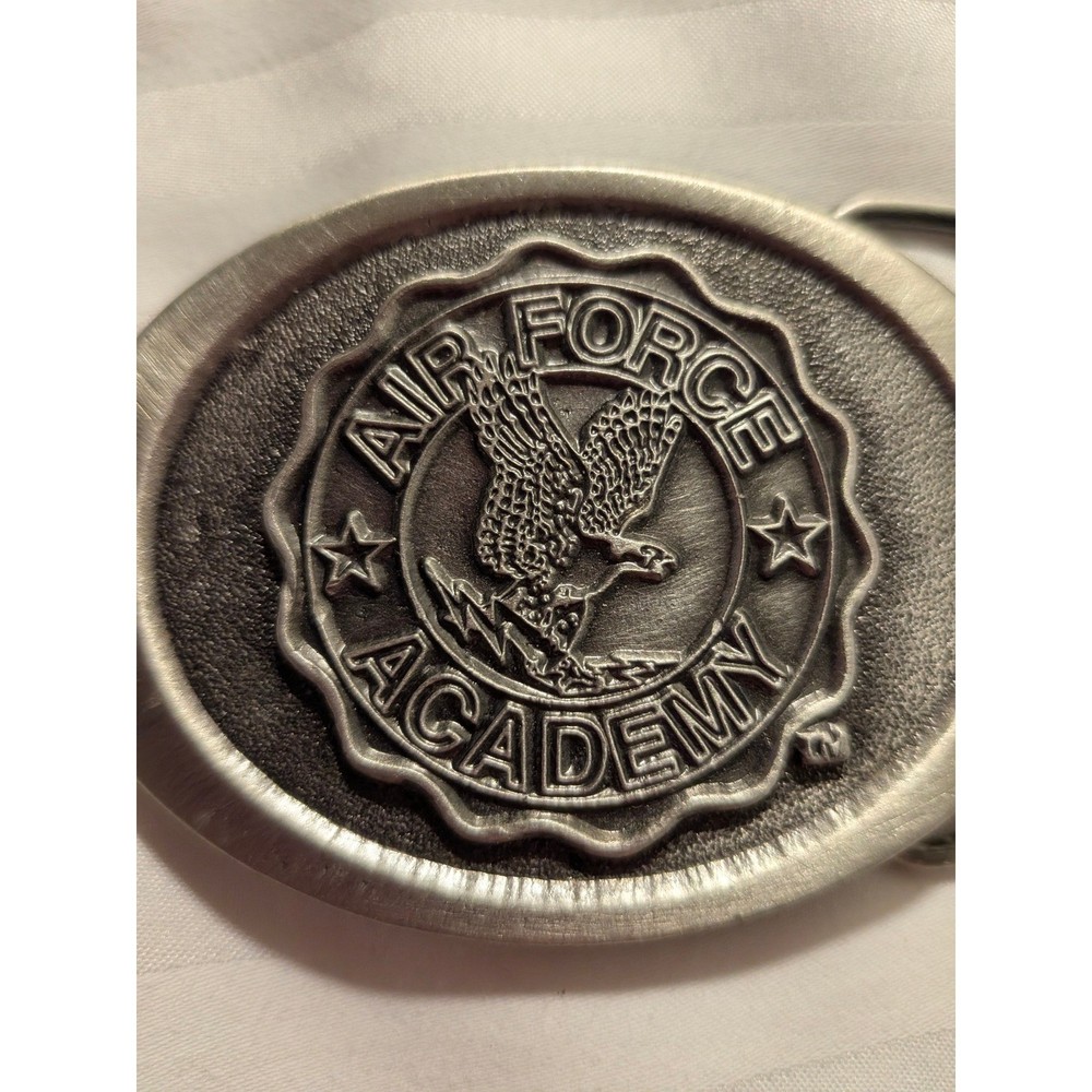 Vintage GAP Belt Buckle Air Force Academy USA 90s Collegiate Pewter Oval Buckle