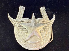 Lucky Horseshoe Winged Star Fine Pewter 2004 Belt Buckle Great American Products