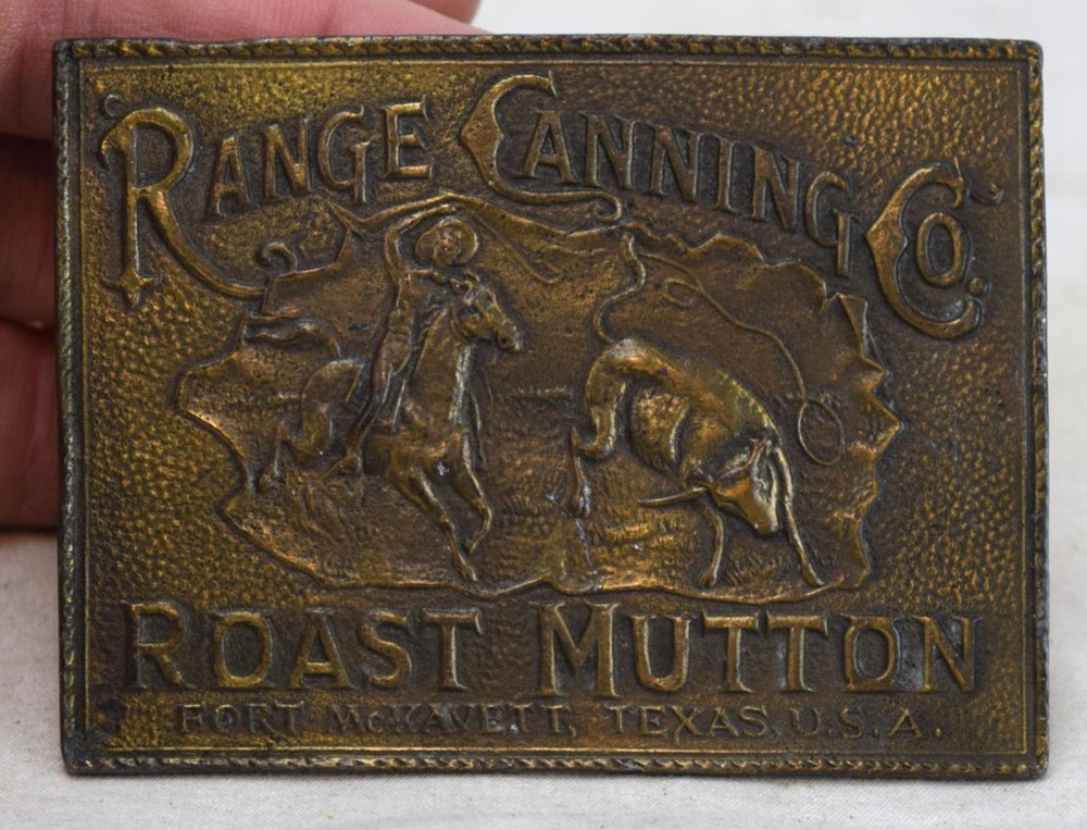 Range Canning Co Roast Mutton Fort McKavett TX Lewis Buckles Chicago Belt Buckle