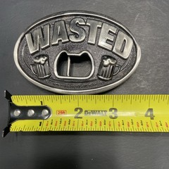 Vintage Wasted Novelty Belt Buckle and Bottle Opener by Kalan Silver One Size