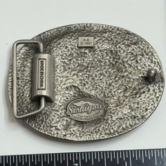 Siskiyou Carpenter Belt Buckle 1991 Pewter Hammer Saw Tape Measure Tool Design