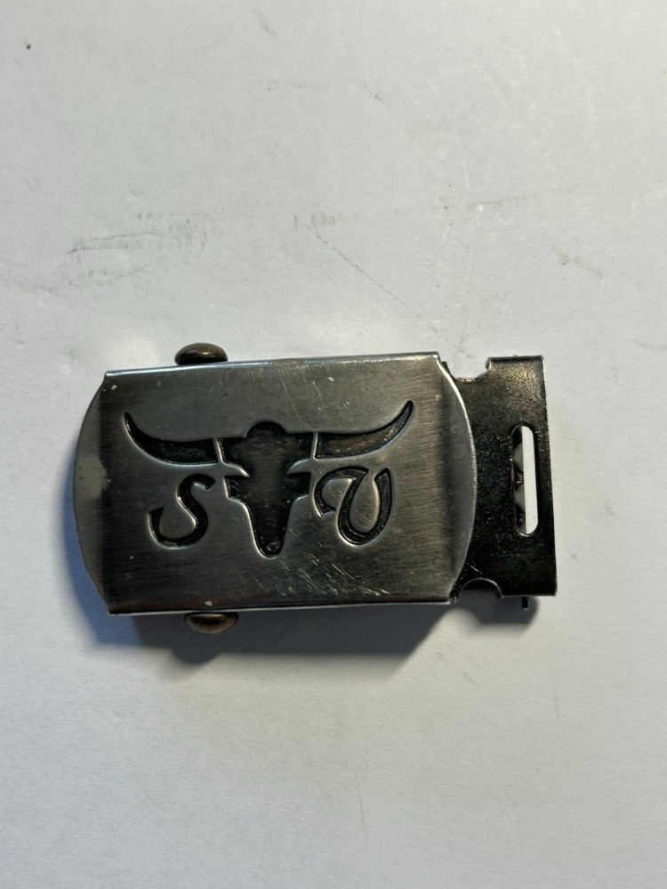 Military Style Longhorn Steer Slide Style Belt Buckle