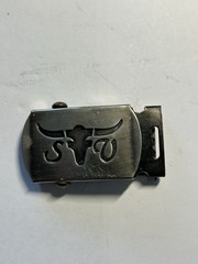 Military Style Longhorn Steer Slide Style Belt Buckle