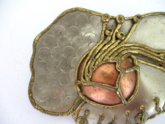 Vintage Copper Brass Metal Belt Buckle Brutalist Modernist Handcrafted