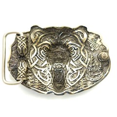 German silver Belt buckle Grizzly Bear, Animal belt buckle, Brown bear buckle