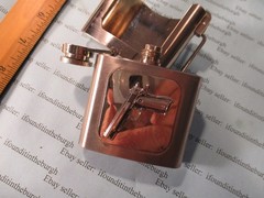 Vintage ~ Belt Buckle Flask with Gun/Pistol Design ~