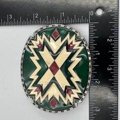Vintage 1988 Siskiyou Buckle Co Green Enamel Southwestern Belt Buckle J-89 USA