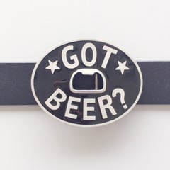 Vintage Style Oval Black Enamel Got Beer Bottle Opener Belt Buckle