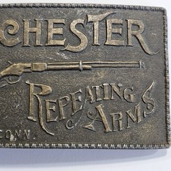 Vintage Winchester Repeating Arms Brass Belt Buckle Rifle New Haven Conn.