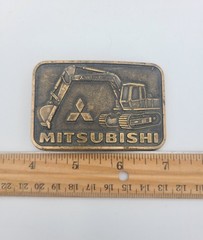 Vintage Mitsubishi Excavator Belt Buckle Construction Heavy Equipment USA