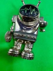 Outer Space Suit Alien Astronaut Chrome Figural Moving Arms Toy Like Belt Buckle