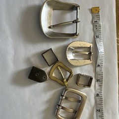 Lot of 7 Gold Tone and Silver Metal Belt Buckle Square /Western, Metal Pieces