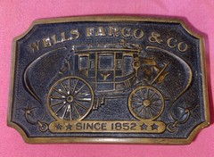 Vintage 1973 Wells Fargo & Co Belt Buckle 3 1/2 Inches By 2 1/4 Inches