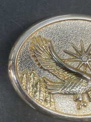 Gold & Silver Tone Flying Eagle Oval Belt Buckle