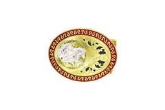 Western Buckle Gold Silver Red Running Horse Cowboy Buckle 2 » Hebillas Vaqueras