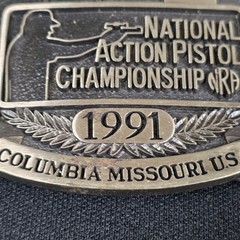 NRA Bianchi Cup Belt Buckle Bronze Tone 3.25&Prime; Wide 1991 Engraved