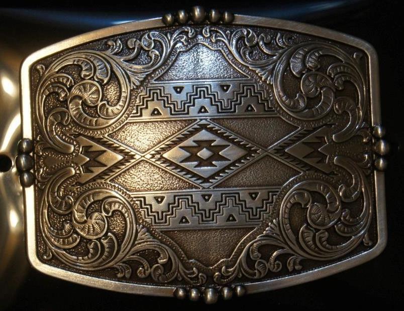 Nocona Western Buckle Floral Aztec Silver 37019