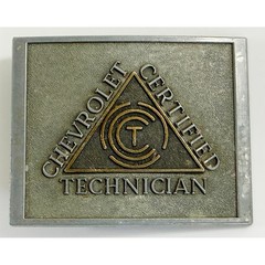 R.J. Roberts Belt Buckle Mens Silver Chevrolet Certified Technician Vintage