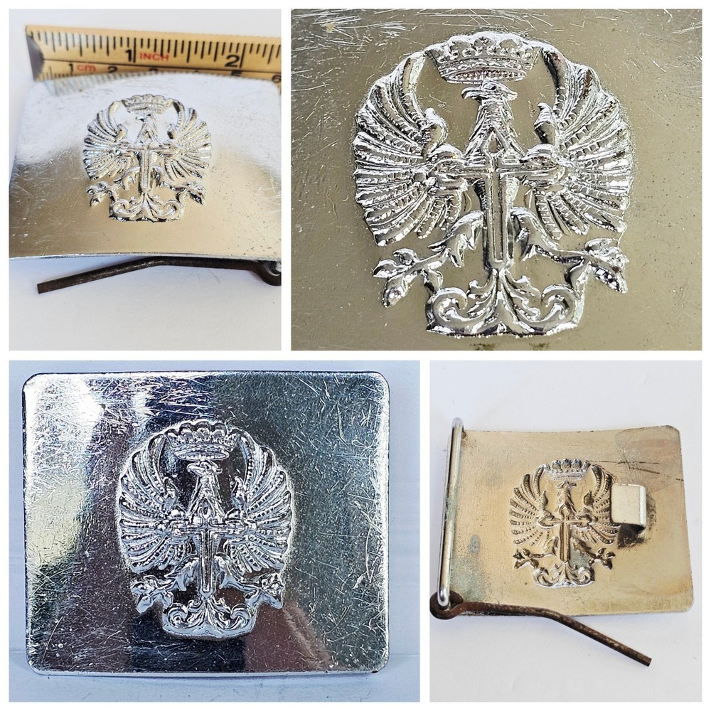 Vtg Spanish Civil War Belt Buckle Francisco Franco Eagle Crown Cross Military