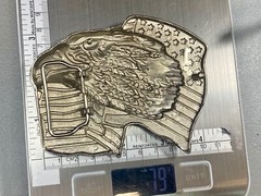 Patriotic American Eagle Head over wavy USA American Flag 4&Prime; belt buckle