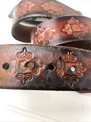Silver Bowling Belt Buckle Vintage Buckle 1985 Leather Belt Fits 46&Prime; Length