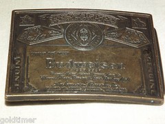 VINTAGE GENUINE BUDWEISER BEER BELT BUCKLE