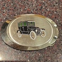 Antique Black Ford Model T Car Vintage Shiny Siver Belt Buckle
