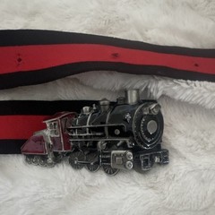 Steam Locomotive Train Metal Western Belt Buckle Black Red Silver 1.5in