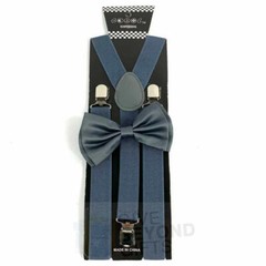 Charcoal Gray Grey Suspenders and Bowtie Combo Set Adult Teens Formal Prom